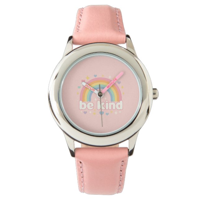 Be Kind – Rainbow Pastel Positivity Watch (Front)