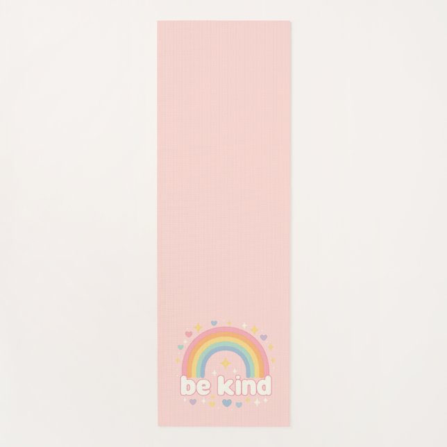 Be Kind – Rainbow Pastel Positivity Yoga Mat (Front)
