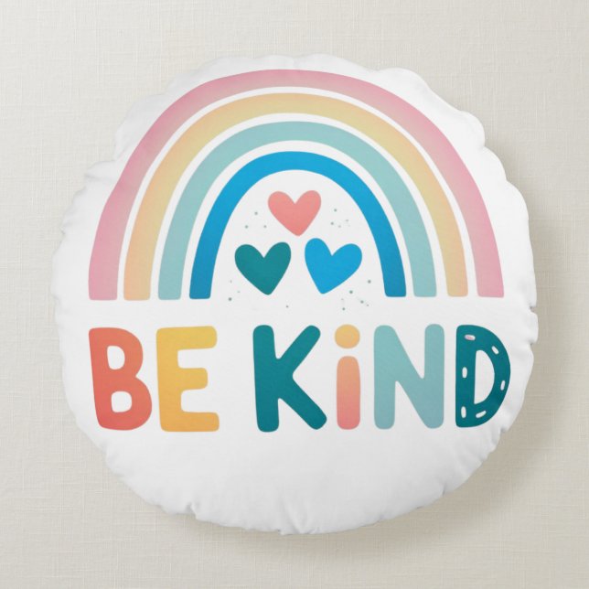 Be Kind Rainbow pouf ( Round Cushion (Front)
