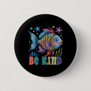 Be Kind Rainbow Scale Fish Teacher Reading Book To 6 Cm Round Badge