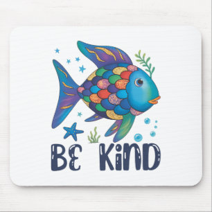Be Kind Rainbow Scale Fish Teacher Reading Book To Mouse Mat