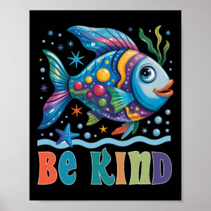 Be Kind Rainbow Scale Fish Teacher Reading Book To Poster