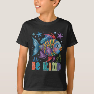 Be Kind Rainbow Scale Fish Teacher Reading Book To T-Shirt