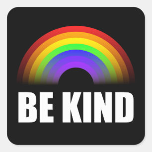 Be Kind Rainbow White Square Sticker