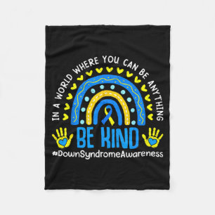 Be kind rainbow world down syndrome awareness 3 21 fleece blanket