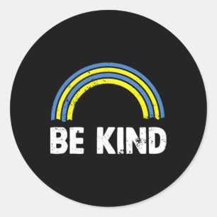 Be Kind Rainbow World Down Syndrome Awareness Day Classic Round Sticker
