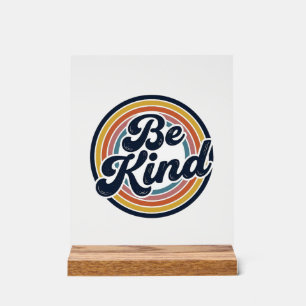 Be Kind Retro Rainbow Vintage Shirt Design_1 Acrylic Sign