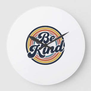 Be Kind Retro Rainbow Vintage Shirt Design_1 Large Clock