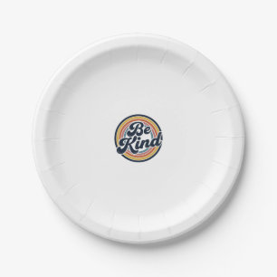 Be Kind Retro Rainbow Vintage Shirt Design_1 Paper Plate