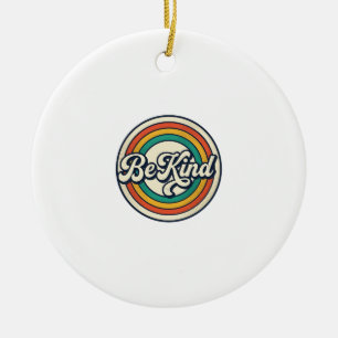 Be Kind Retro Rainbow Vintage Shirt Design_2 Ceramic Tree Decoration