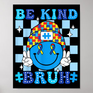 Be Kind Retro Smile Face Kid Girl Boys Au Poster