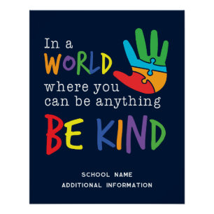 Be Kind School Teacher Colorful Modern Poster