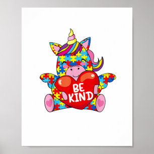 Be Kind Shirt Autism Awareness Gift Kid Girl Toddl Poster