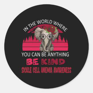 Be Kind Sickle Cell Anaemia Awareness Elephant Ret Classic Round Sticker