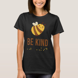 Be Kind Sign Braille Language Bee Graphic Yellow T-Shirt