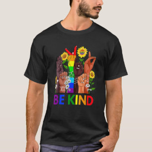 Be Kind Sign Language Hand Talking Lgbtq+ Flag Gay T-Shirt