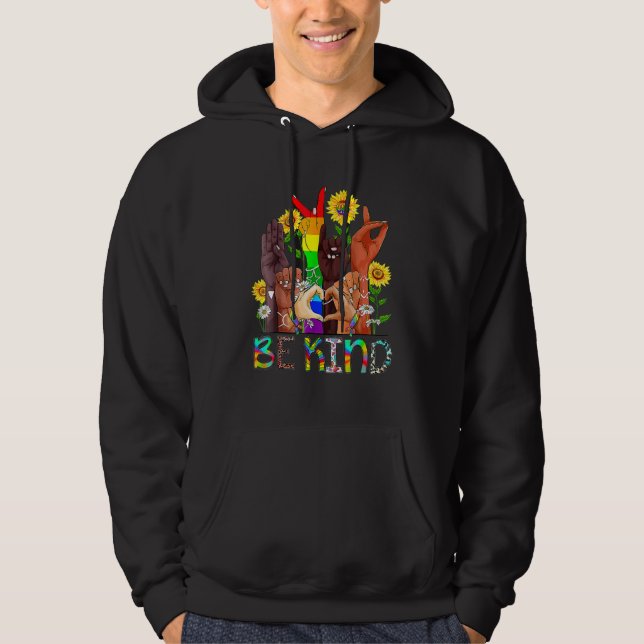Be Kind Sign Language Hand Talking LGBTQ+ Gay Les  Hoodie (Front)