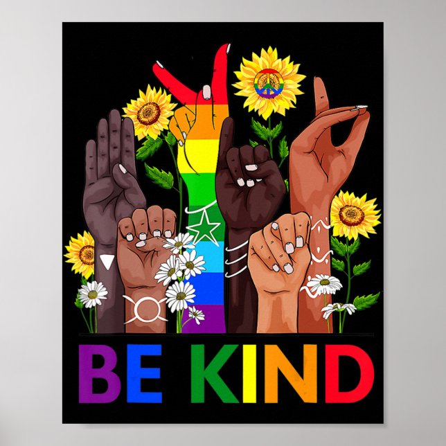 Be Kind Sign Language Hand Talking LGBTQ Gay Les P (Front)