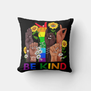 Be Kind Sign Language Hand Talking LGBTQ Gay Les P Cushion