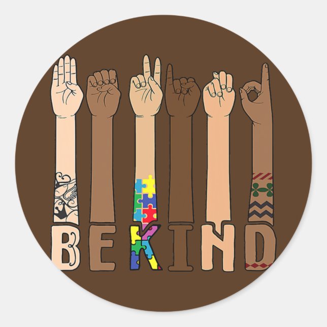 Be Kind Sign Language Hand Talking Teachers Classic Round Sticker (Front)