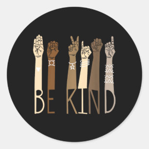 Be Kind Sign Language Hand Talking Teachers Classic Round Sticker