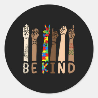 Be Kind Sign Language Hand Talking Teachers Interp Classic Round Sticker