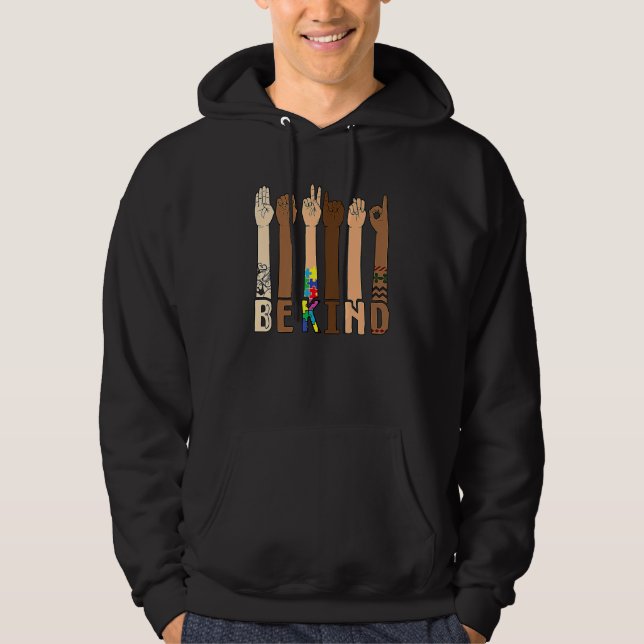 Be Kind Sign Language Hand Talking Teachers Interp Hoodie (Front)