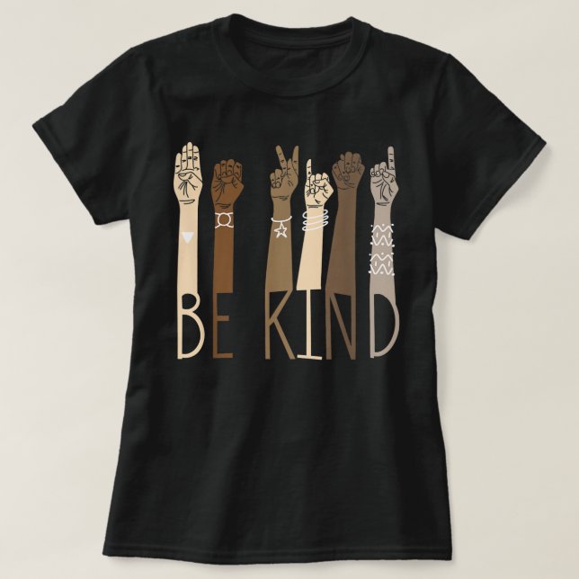 Be Kind Sign Language Hand Talking Teachers Interp T-Shirt (Design Front)