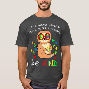 Be Kind Sloth Puzzle Piece Cool Autism Awareness T-Shirt