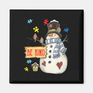 Be Kind Snowman Puzzle Autism Awareness Funny Fami Magnet