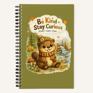 Be Kind • Stay Curious | Cute Beaver Notebook | Wo