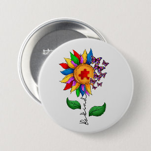Be Kind Sunflower- Autism Awareness 7.5 Cm Round Badge