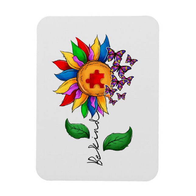 Be Kind Sunflower- Autism Awareness Magnet (Vertical)