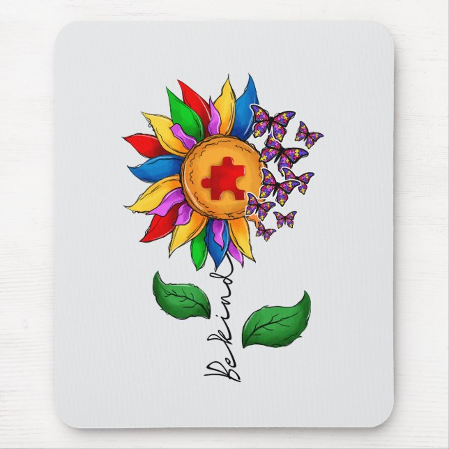 Be Kind Sunflower- Autism Awareness Mouse Mat (Front)