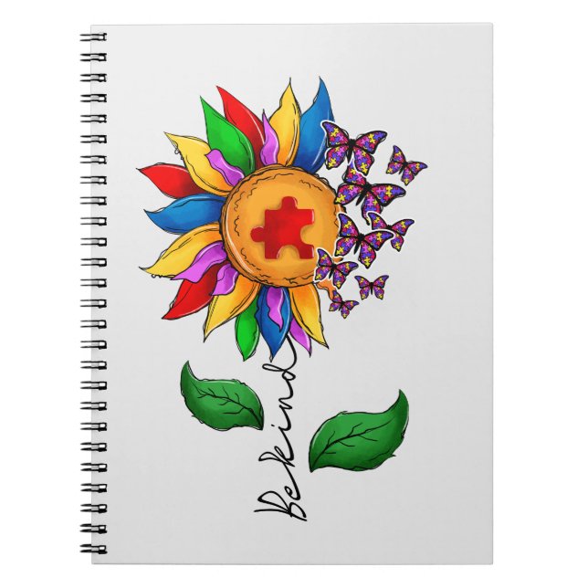 Be Kind Sunflower- Autism Awareness Notebook (Front)