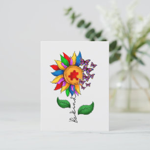 Be Kind Sunflower- Autism Awareness Postcard