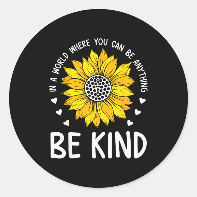 Be Kind Sunflower Orange Anti Bullying Unity Day K Classic Round Sticker (Front)