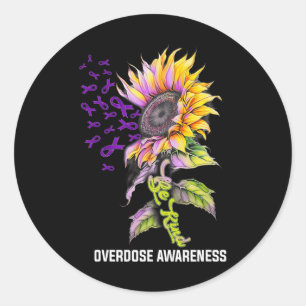 Be Kind Sunflower Overdose Awareness Classic Round Sticker