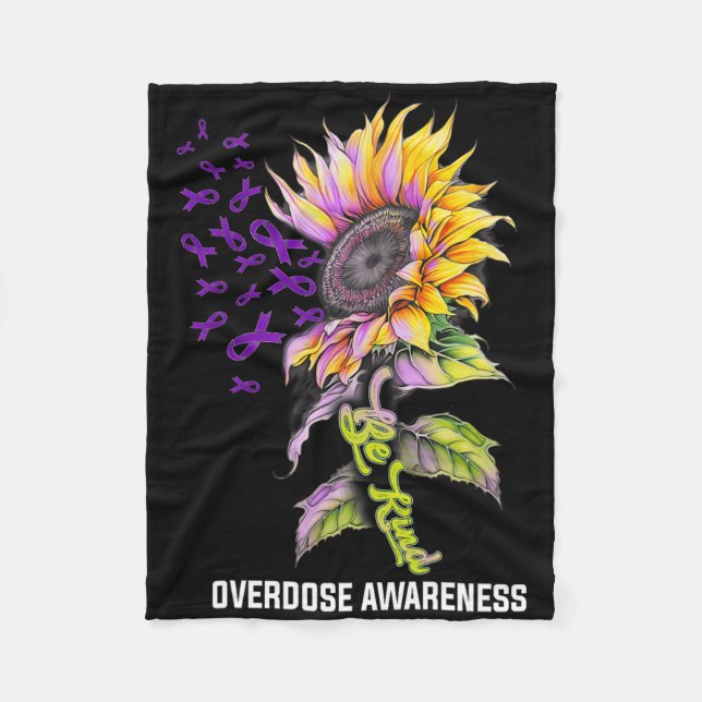 Be Kind Sunflower Overdose Awareness  Fleece Blanket (Front)