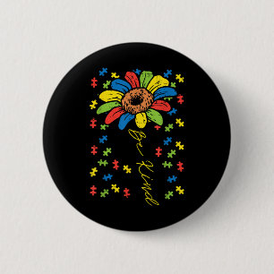 Be Kind Sunflower Puzzle Autism Awareness Mum Dad 6 Cm Round Badge