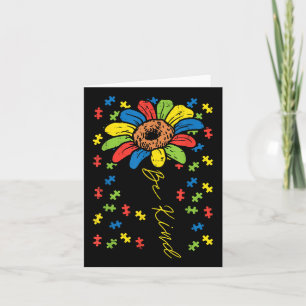 Be Kind Sunflower Puzzle Autism Awareness Mum Dad Card
