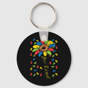 Be Kind Sunflower Puzzle Autism Awareness Mum Dad Key Ring