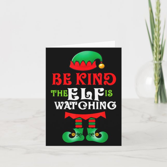Be Kind Teacher Elf Christmas Anti Bullying Kindne Card (Front)