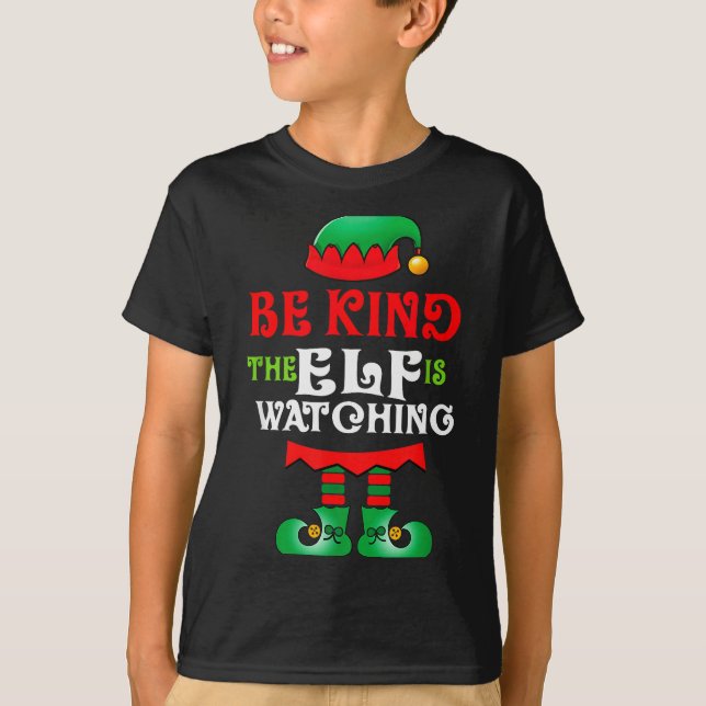 Be Kind Teacher Elf Christmas Anti Bullying Kindne T-Shirt (Front)