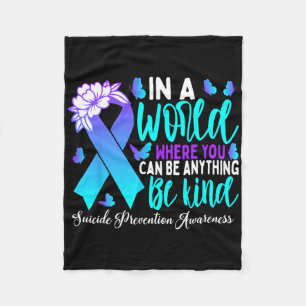 Be Kind Teal Purple Ribbon Suicide Prevention Awar Fleece Blanket