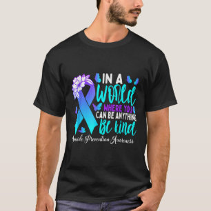Be Kind Teal Purple Ribbon Suicide Prevention Awar T-Shirt
