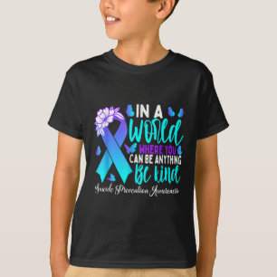 Be Kind Teal Purple Ribbon Suicide Prevention Awar T-Shirt