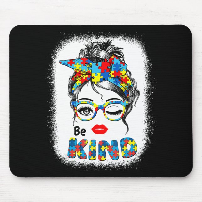 Be Kind Tee Autism Awareness Tie Dye American Flag Mouse Mat (Front)
