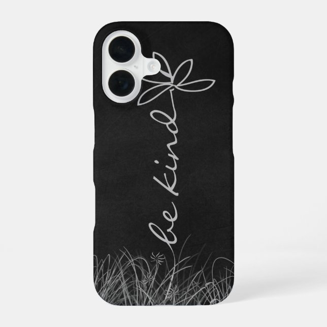 Be Kind Text and Daisy iPhone 16 Case (Back)