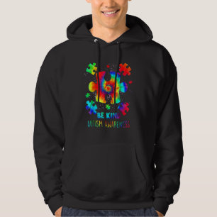 Be Kind Tie Dye Autism Awareness Puzzle Pieces Men Hoodie